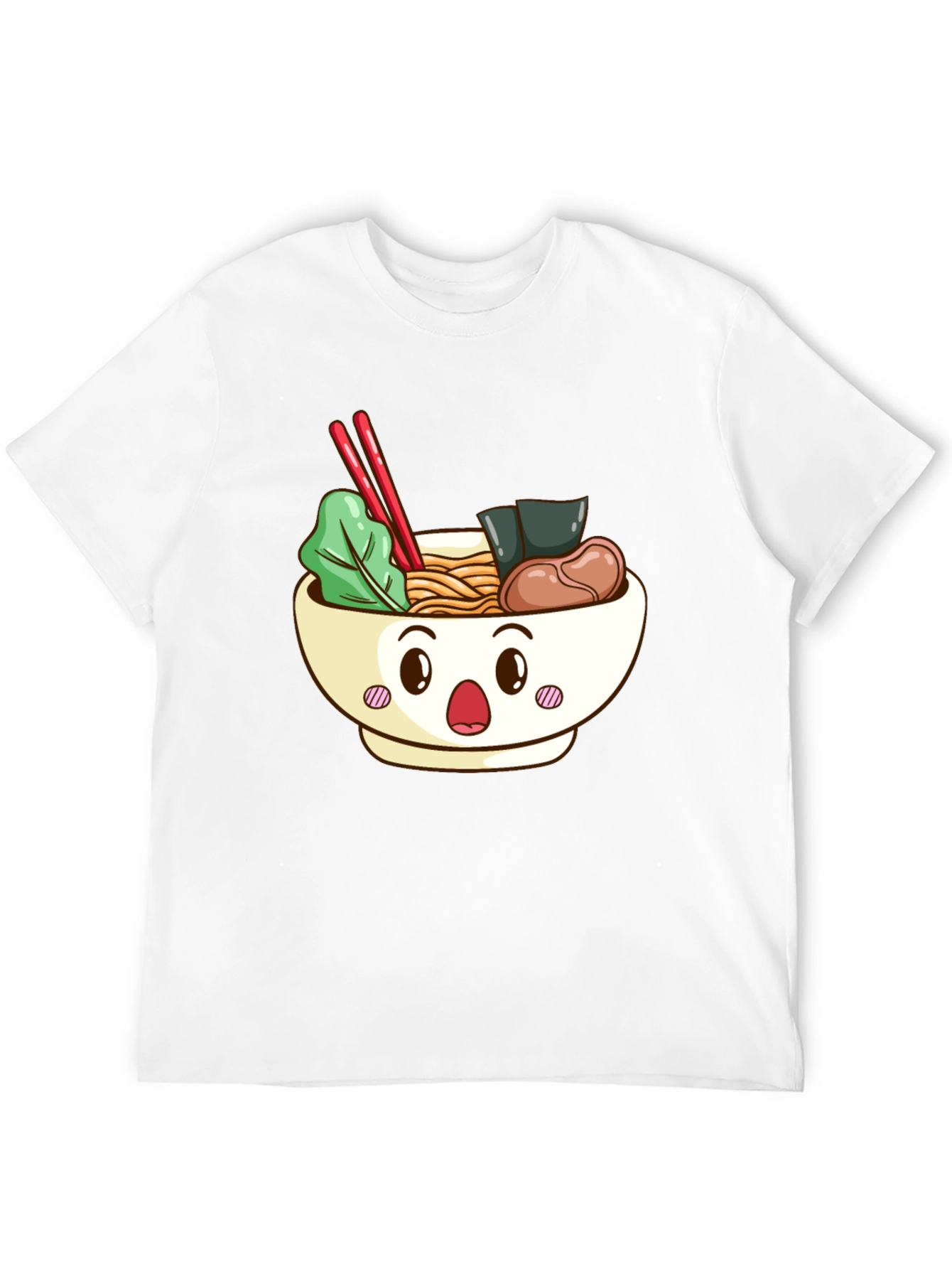 Cute Ramen Bowl Graphic T-Shirt - Black