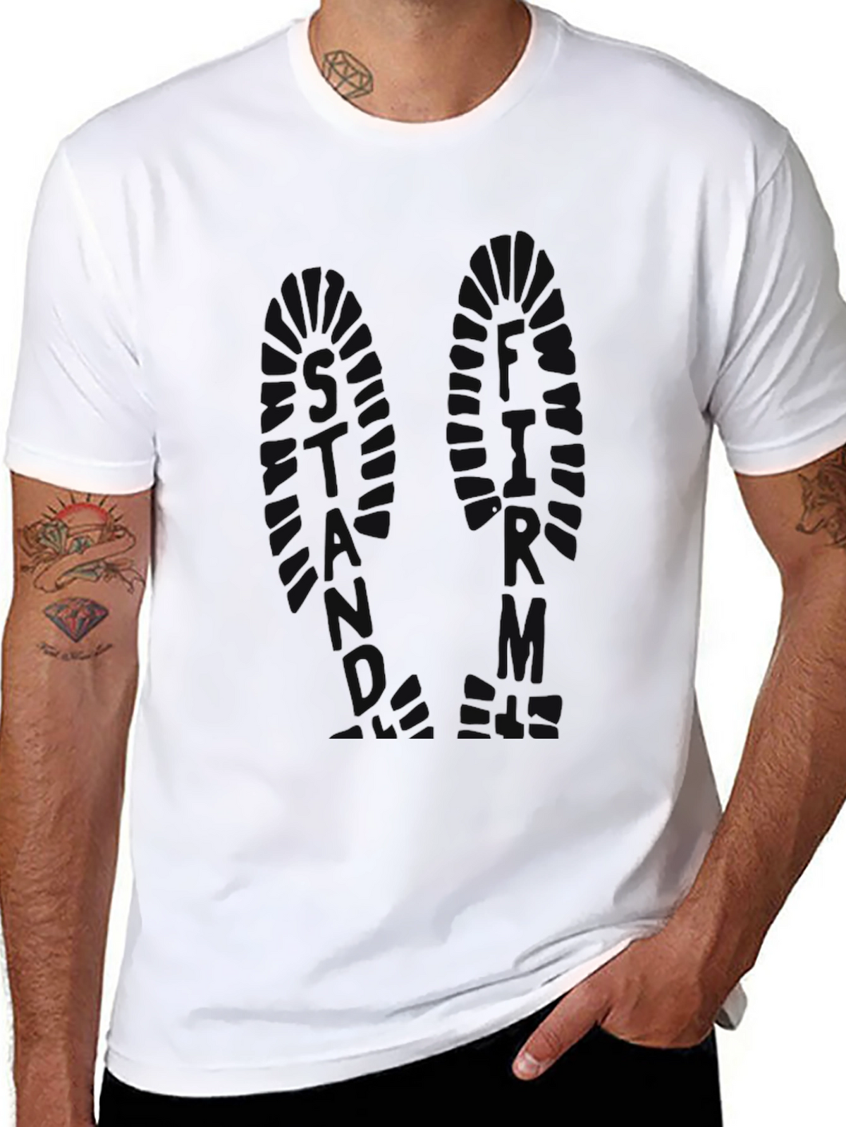Mens Graphic Print Crew Neck T-Shirt - Black