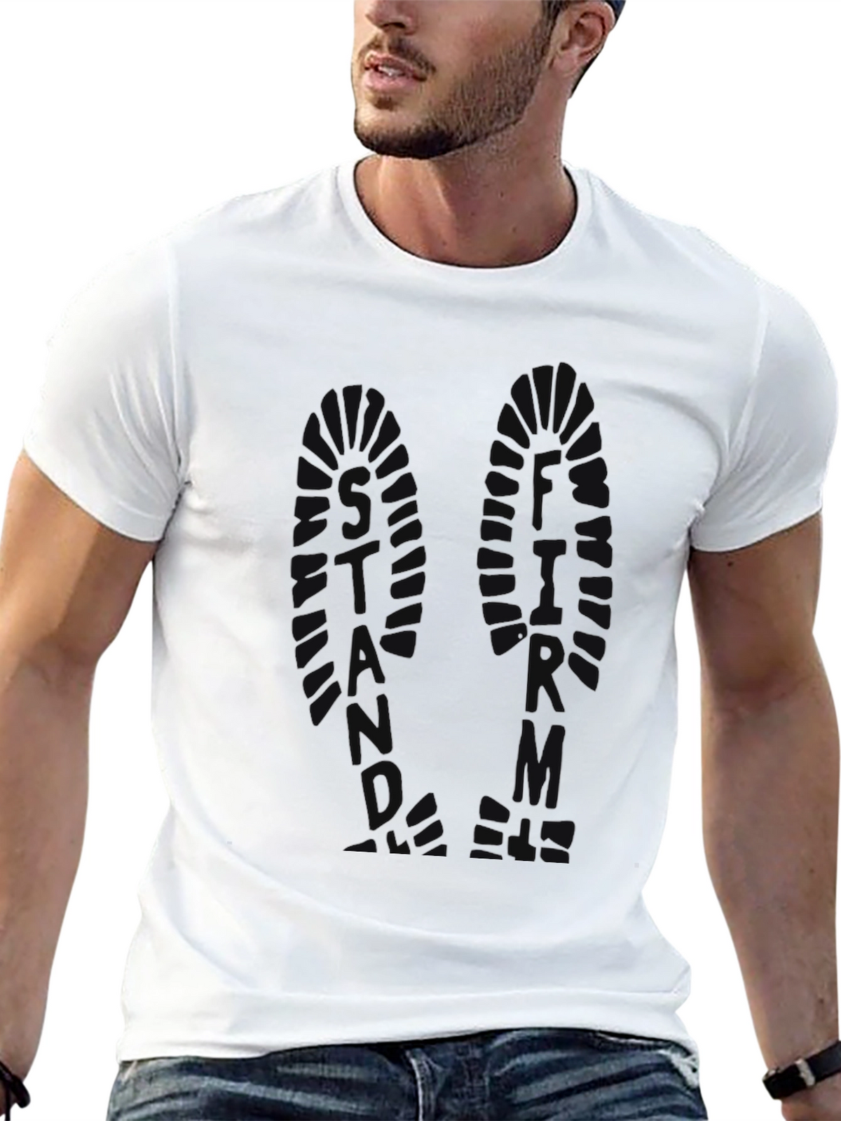 Mens Graphic Print Crew Neck T-Shirt - Black