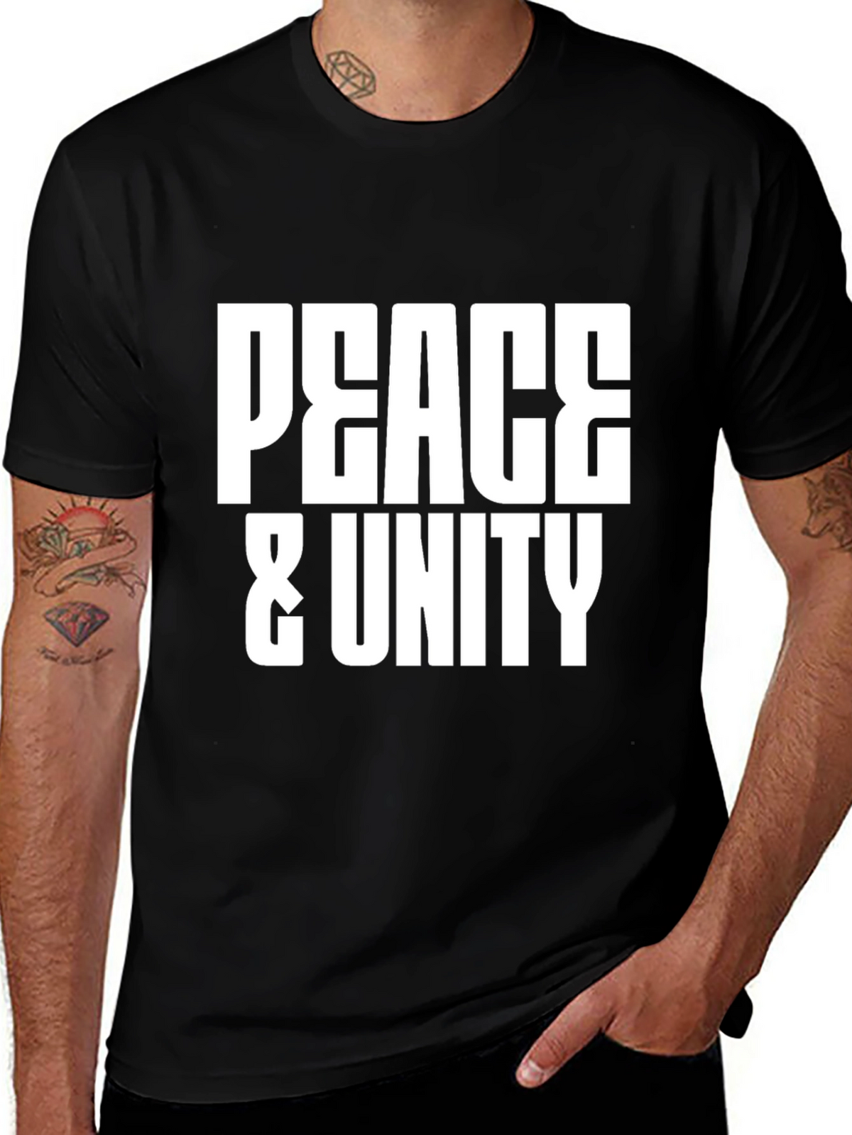Peace & Unity Graphic T-Shirt - Stylish Black Tee