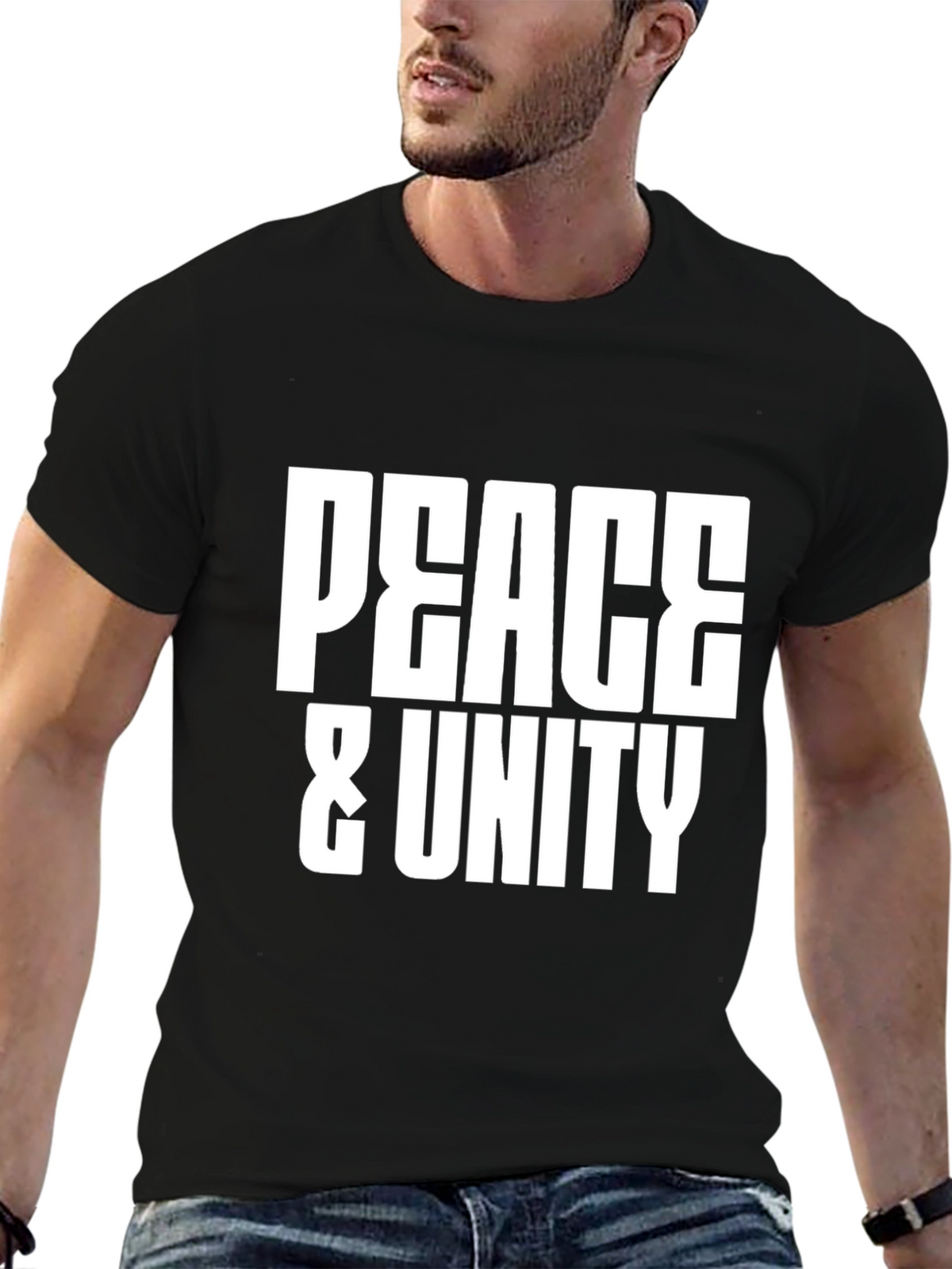 Peace & Unity Graphic T-Shirt - Stylish Black Tee