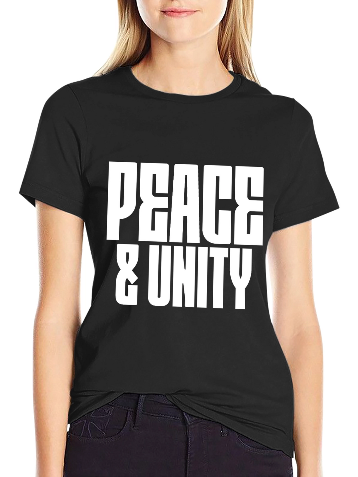 Peace & Unity Graphic T-Shirt - Stylish Black Tee