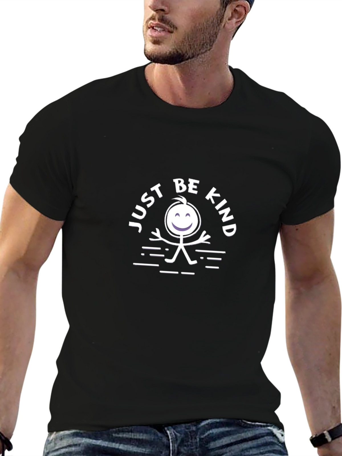 Just Be Kind Graphic Tee - Black Cotton T-Shirt