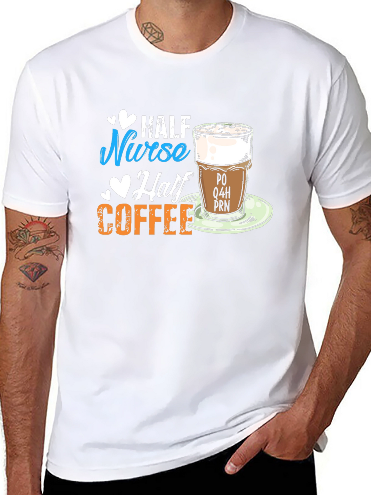Half Nurse Half Coffee Graphic T-Shirt