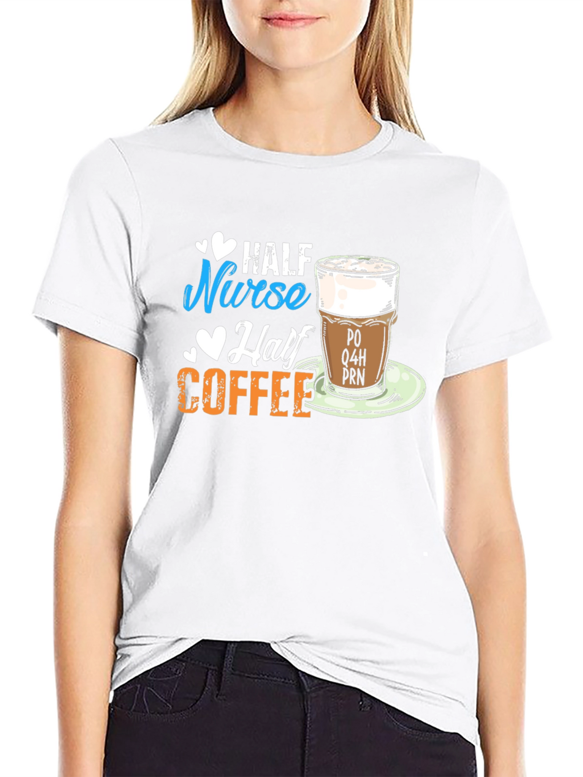 Half Nurse Half Coffee Graphic T-Shirt