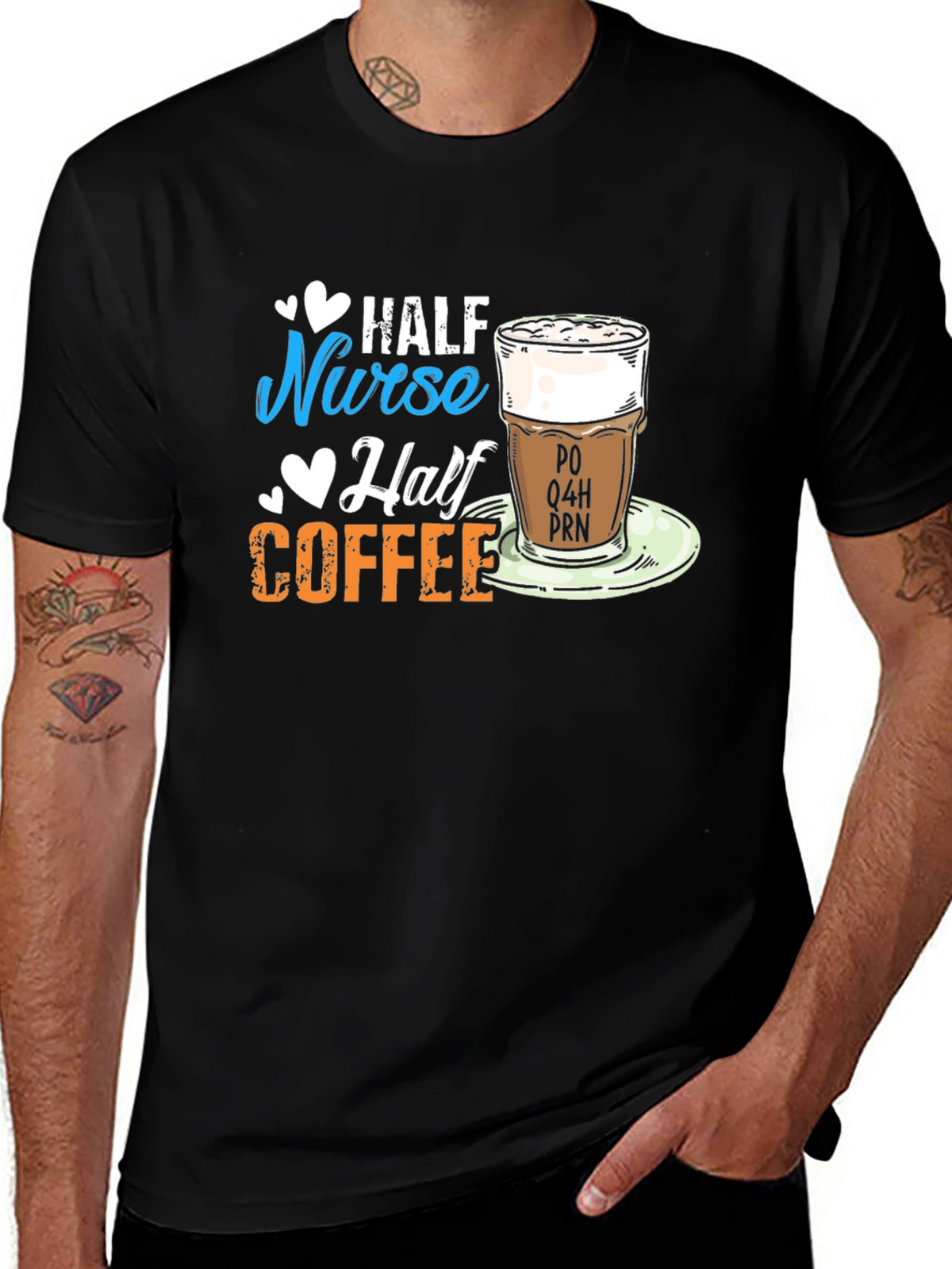 Half Nurse Half Coffee Graphic T-Shirt