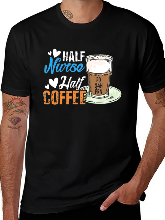 Half Nurse Half Coffee Graphic T-Shirt