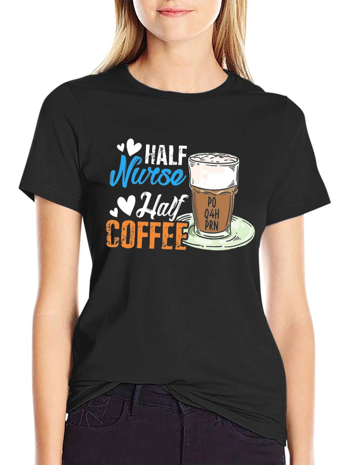 Half Nurse Half Coffee Graphic T-Shirt