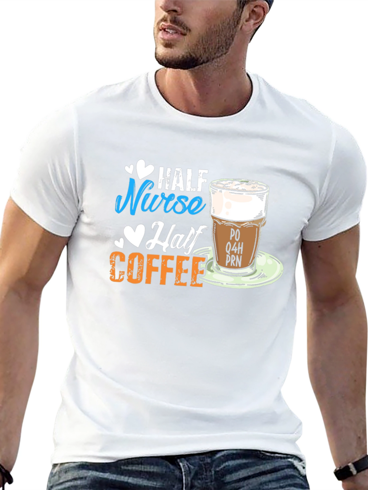 Half Nurse Half Coffee Graphic T-Shirt