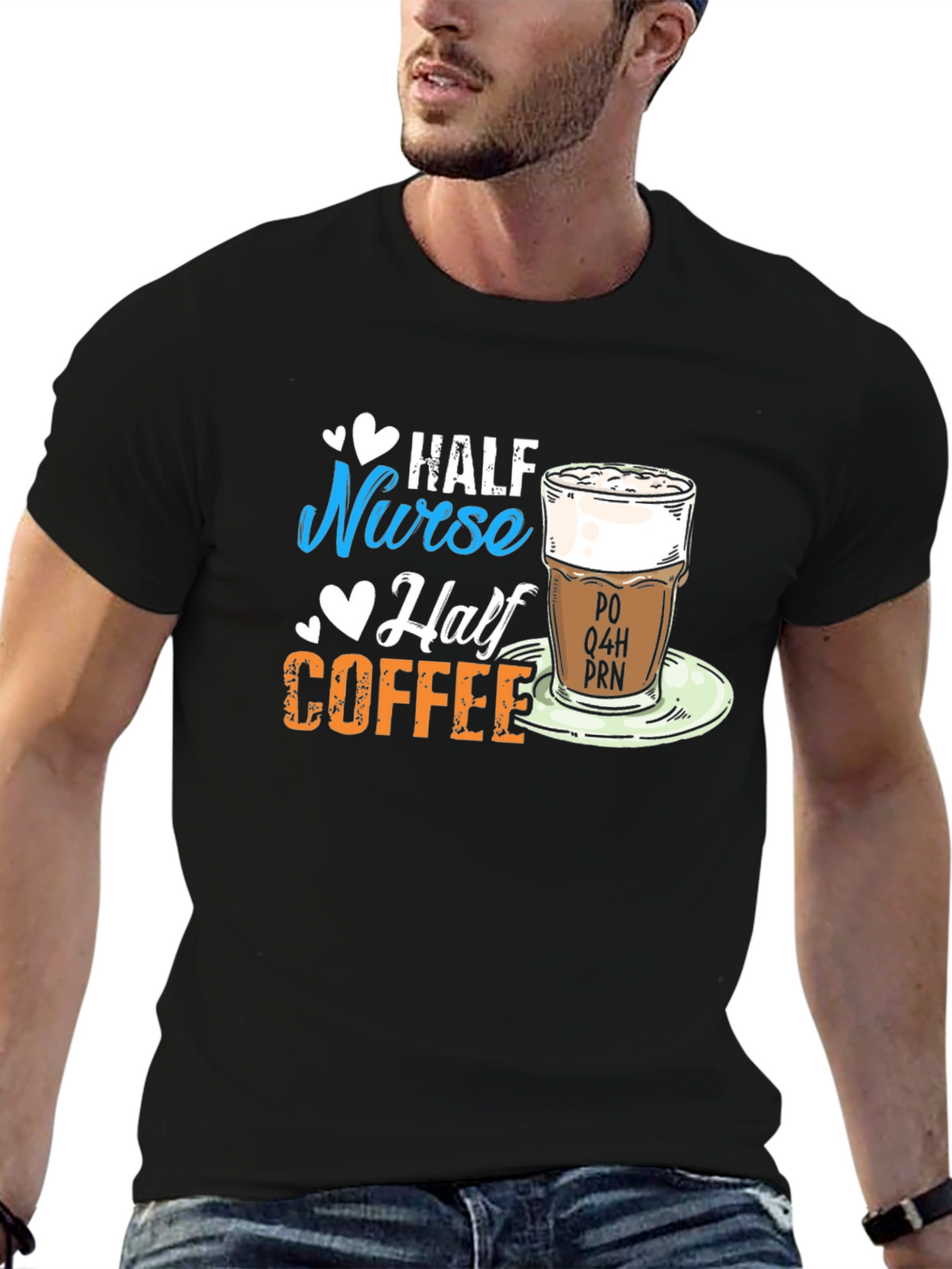 Half Nurse Half Coffee Graphic T-Shirt