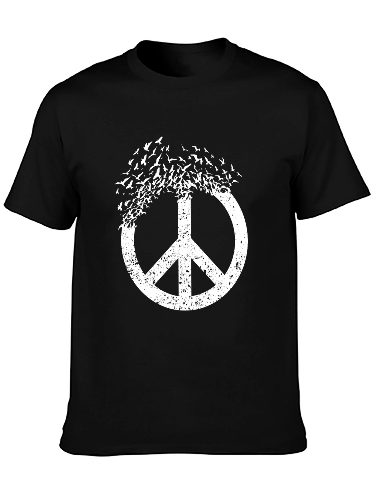Peace Sign Bird Graphic Tee - Black