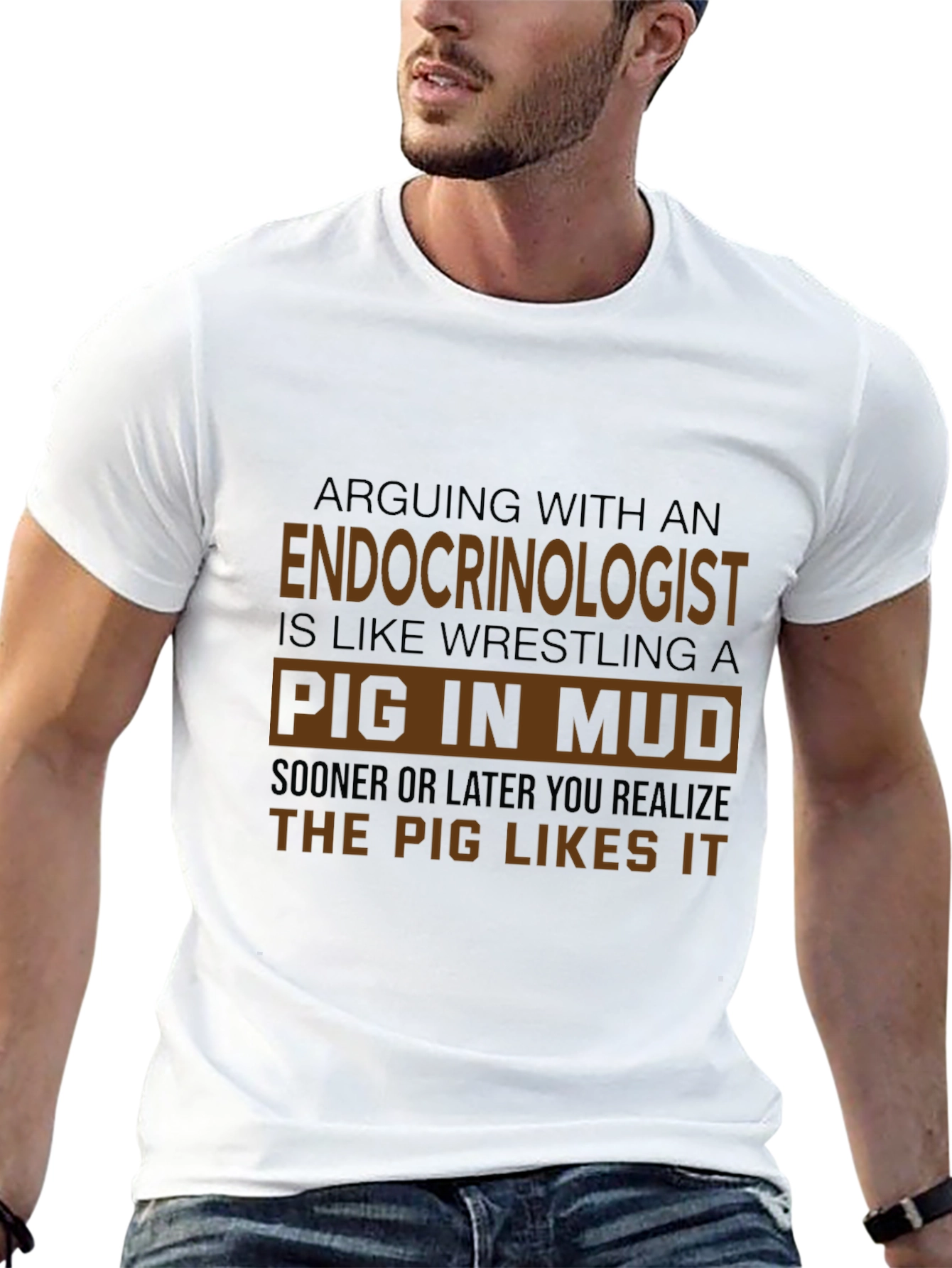 Endocrinologist Pig in Mud Graphic Tee