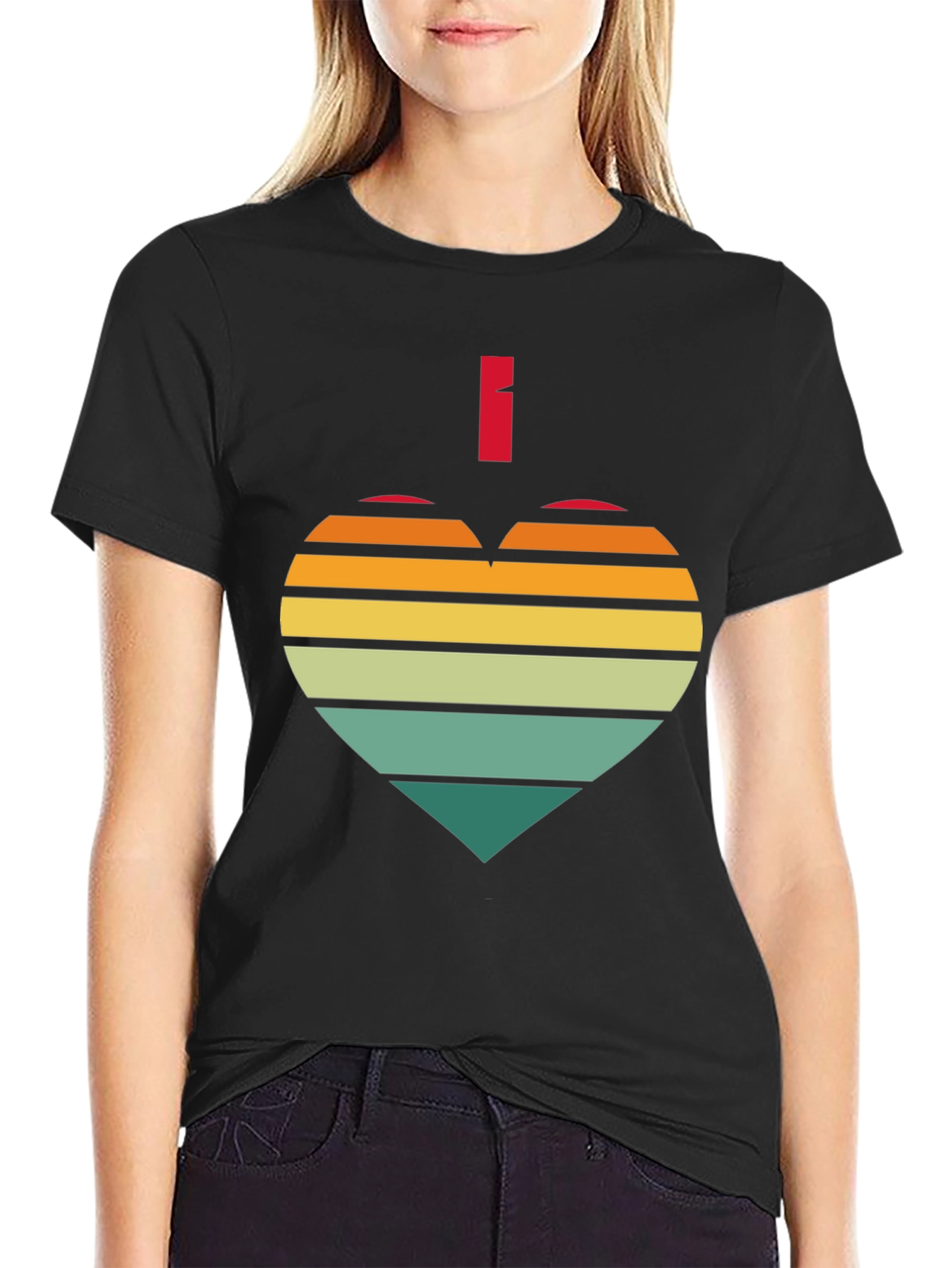 Retro Heart Striped Graphic Tee