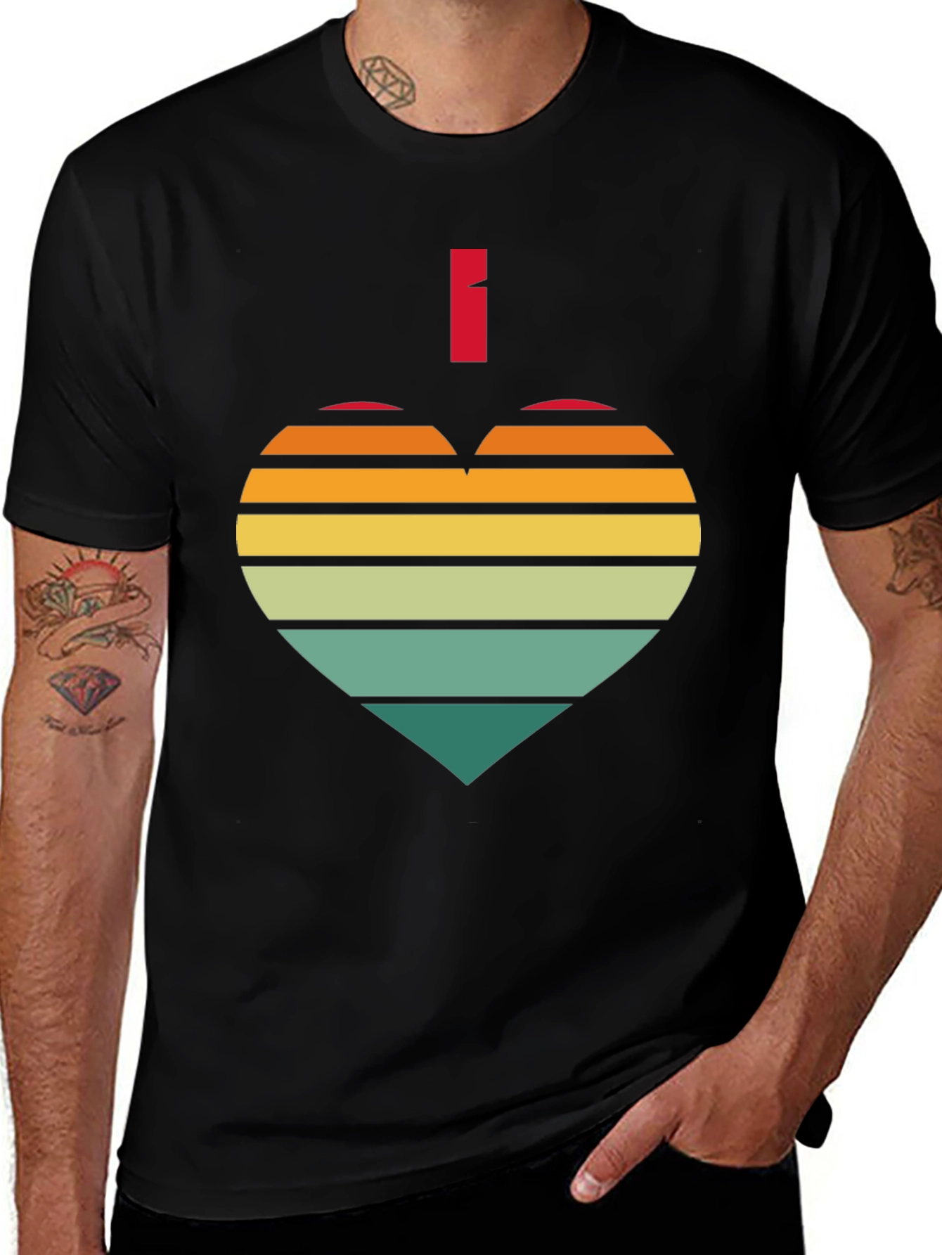 Retro Heart Striped Graphic Tee