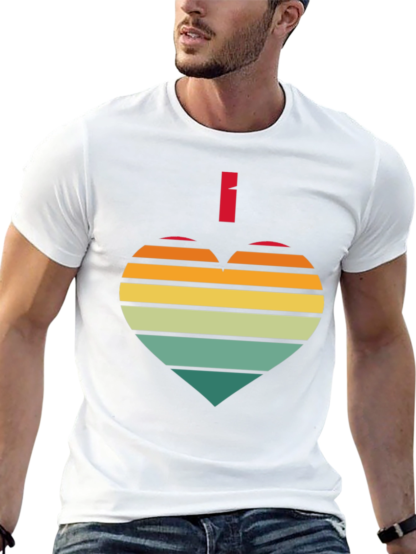 Retro Heart Striped Graphic Tee