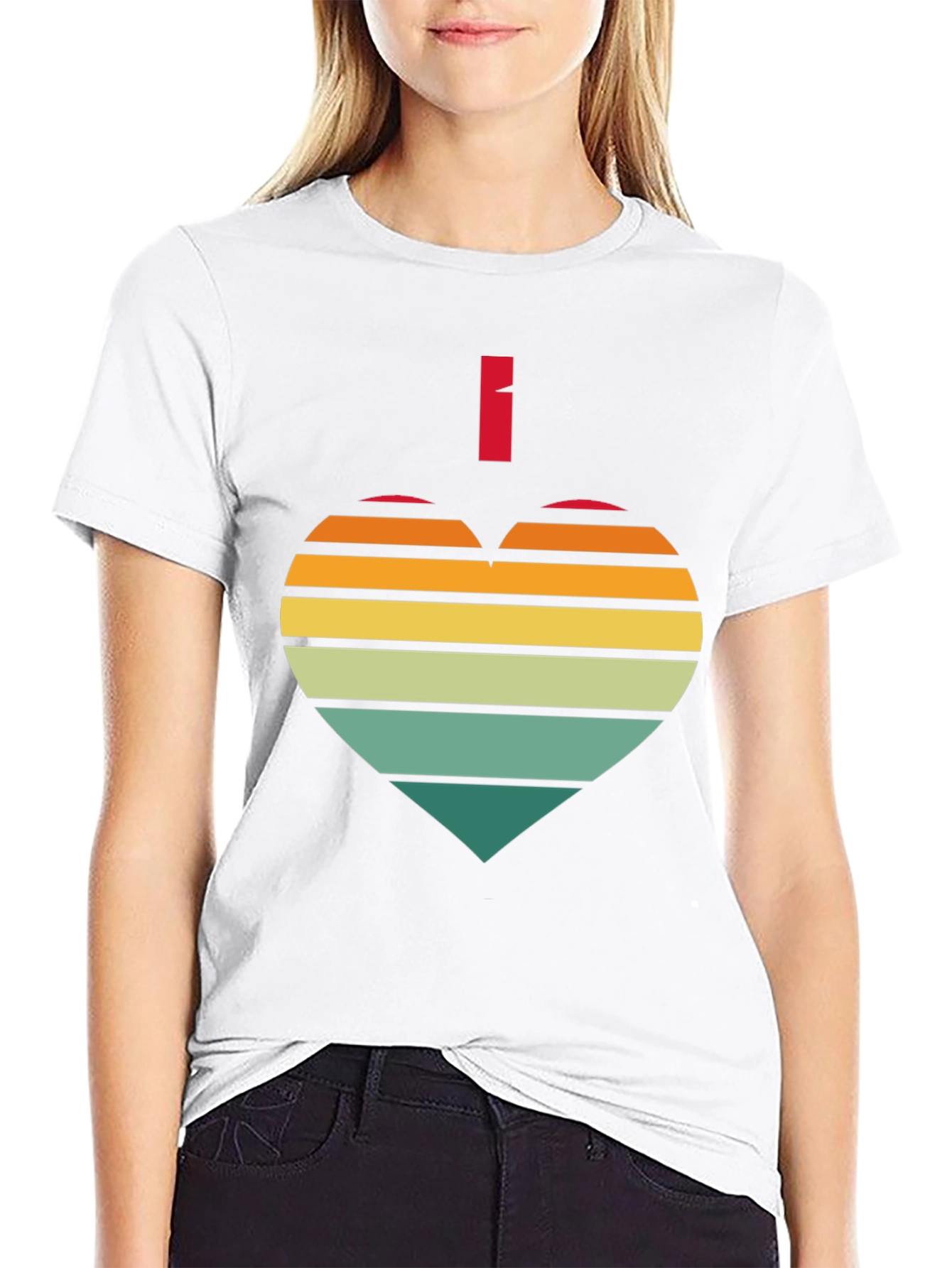 Retro Heart Striped Graphic Tee
