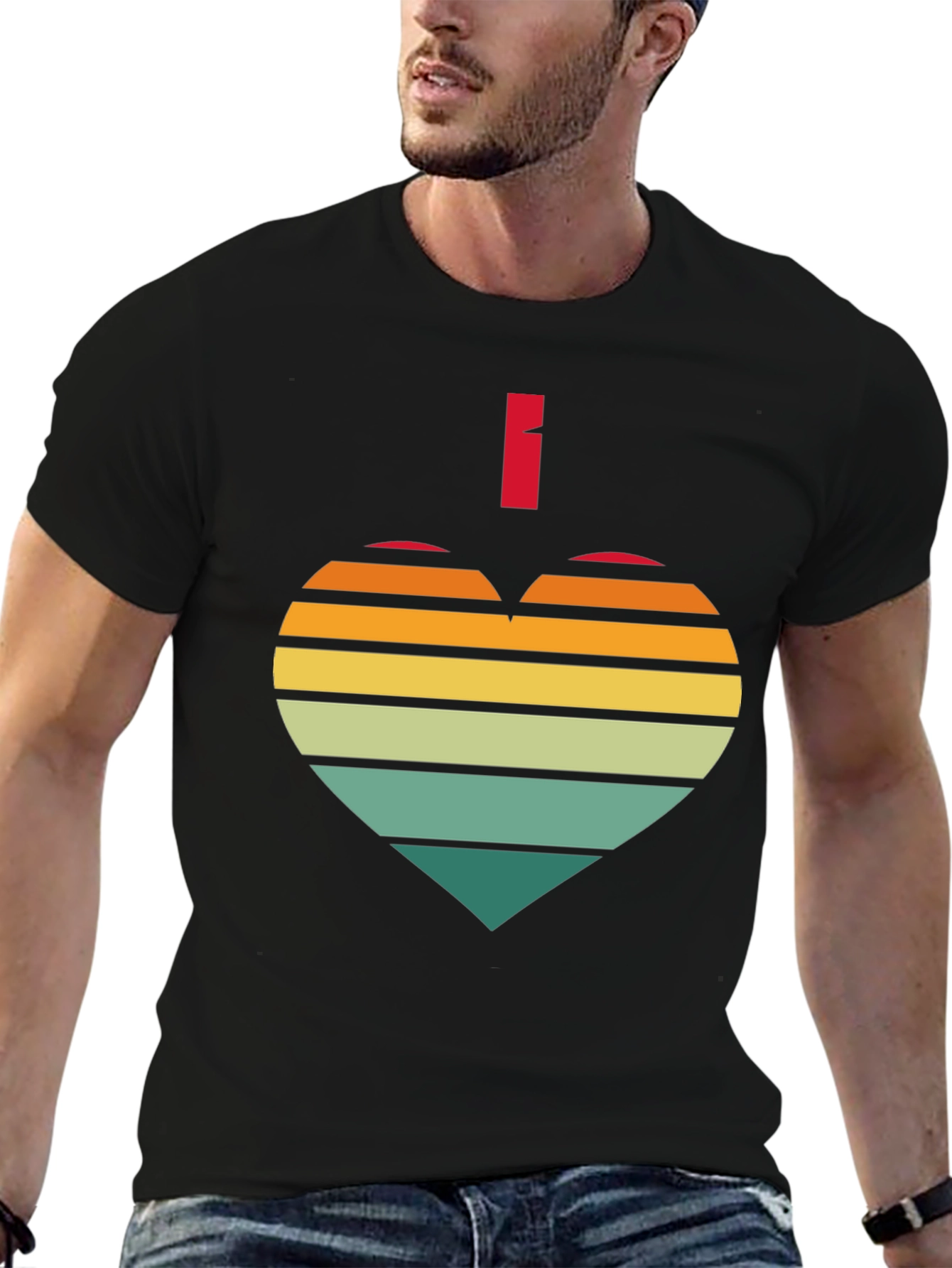 Retro Heart Striped Graphic Tee