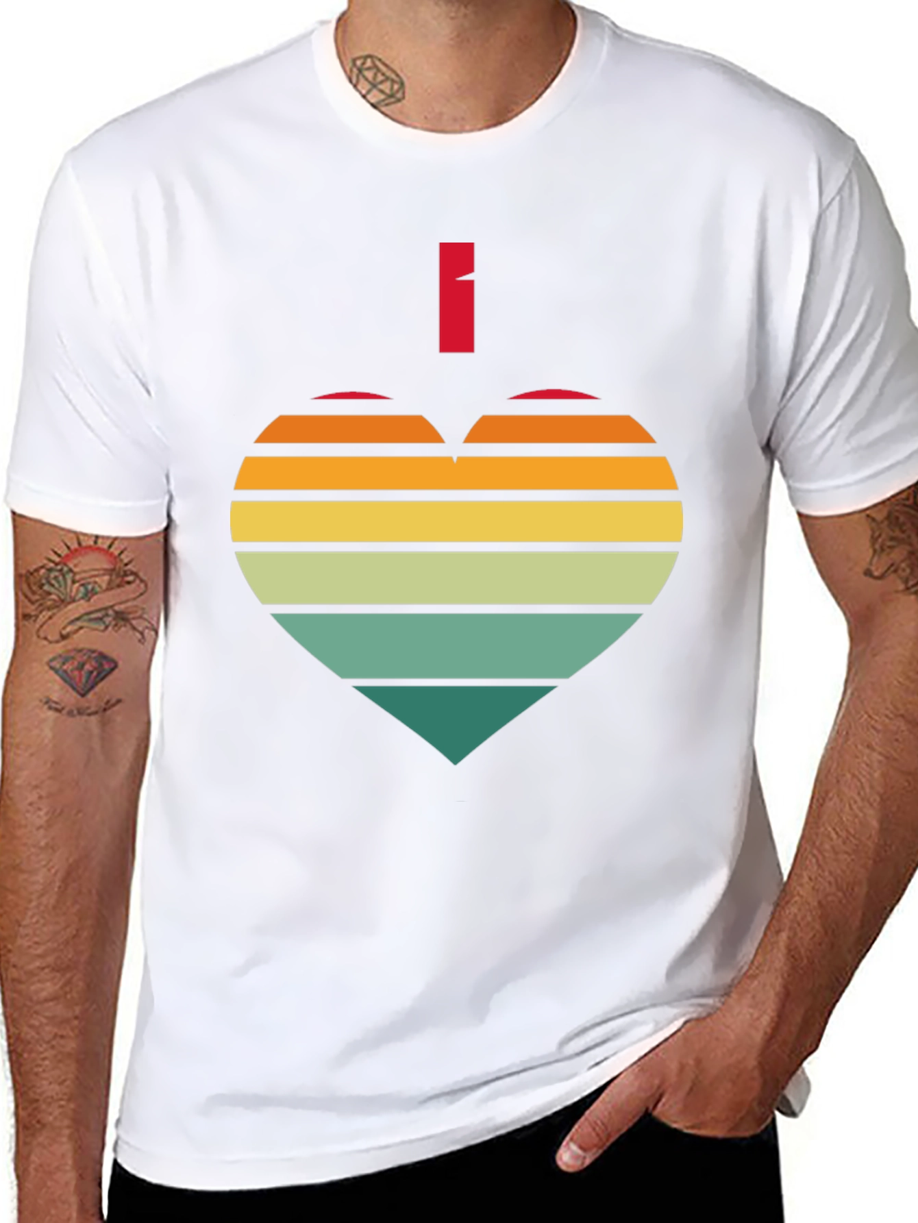 Retro Heart Striped Graphic Tee