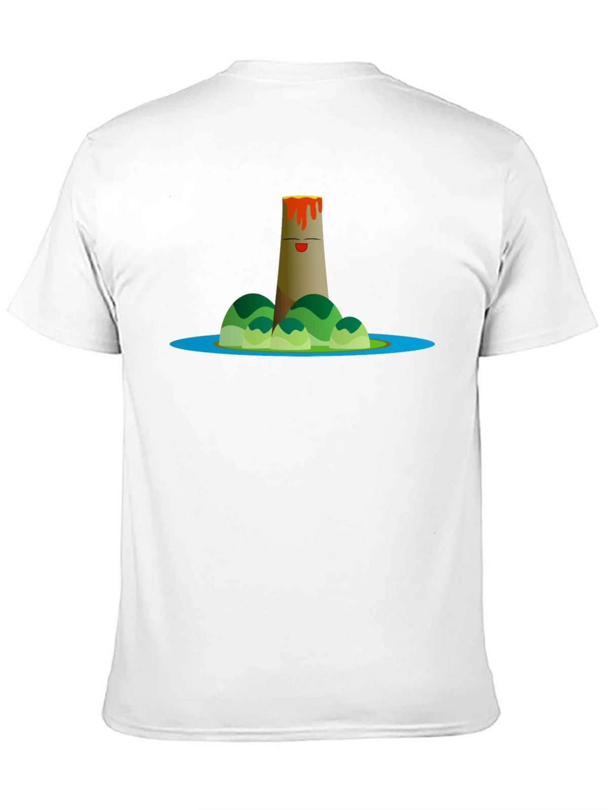 Volcano Island Cartoon Graphic Black T-Shirt