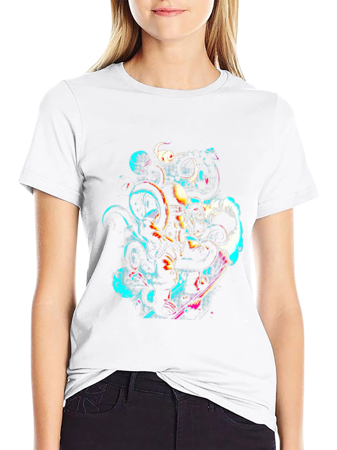 Astronaut Octopus Graphic Tee - Black Cotton Comfort