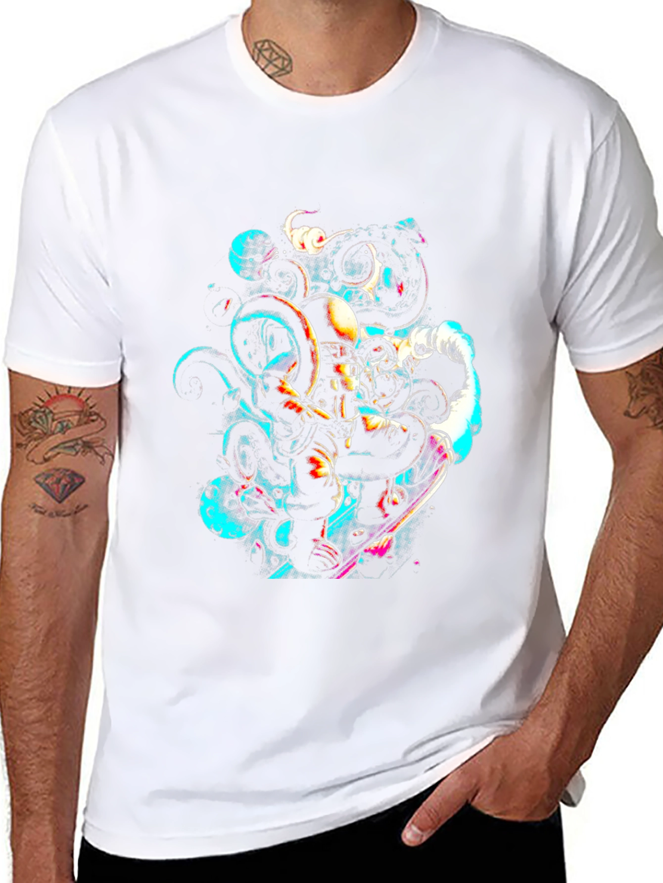 Astronaut Octopus Graphic Tee - Black Cotton Comfort