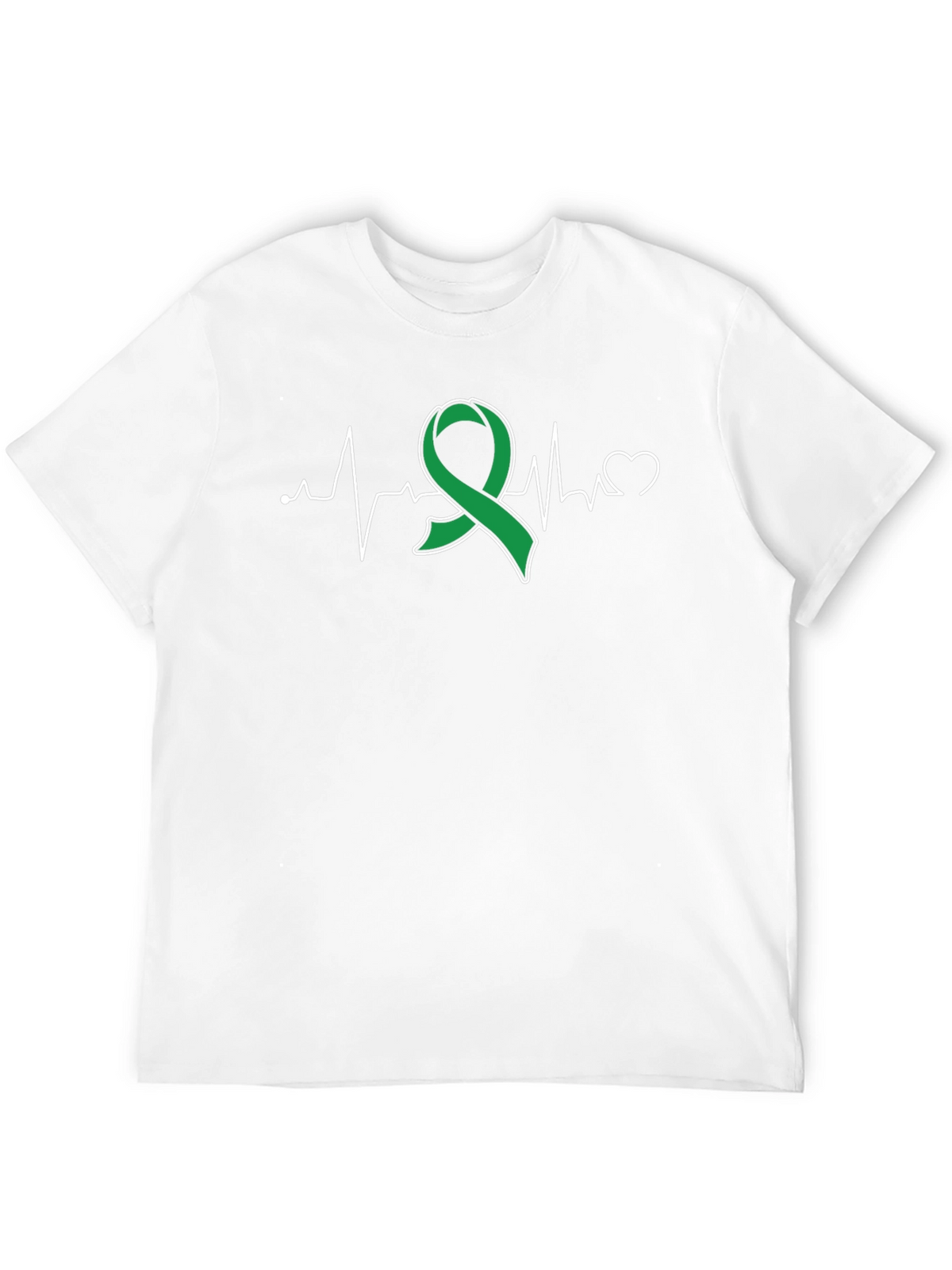 Green Ribbon Heartbeat T-Shirt - Support Mental Health
