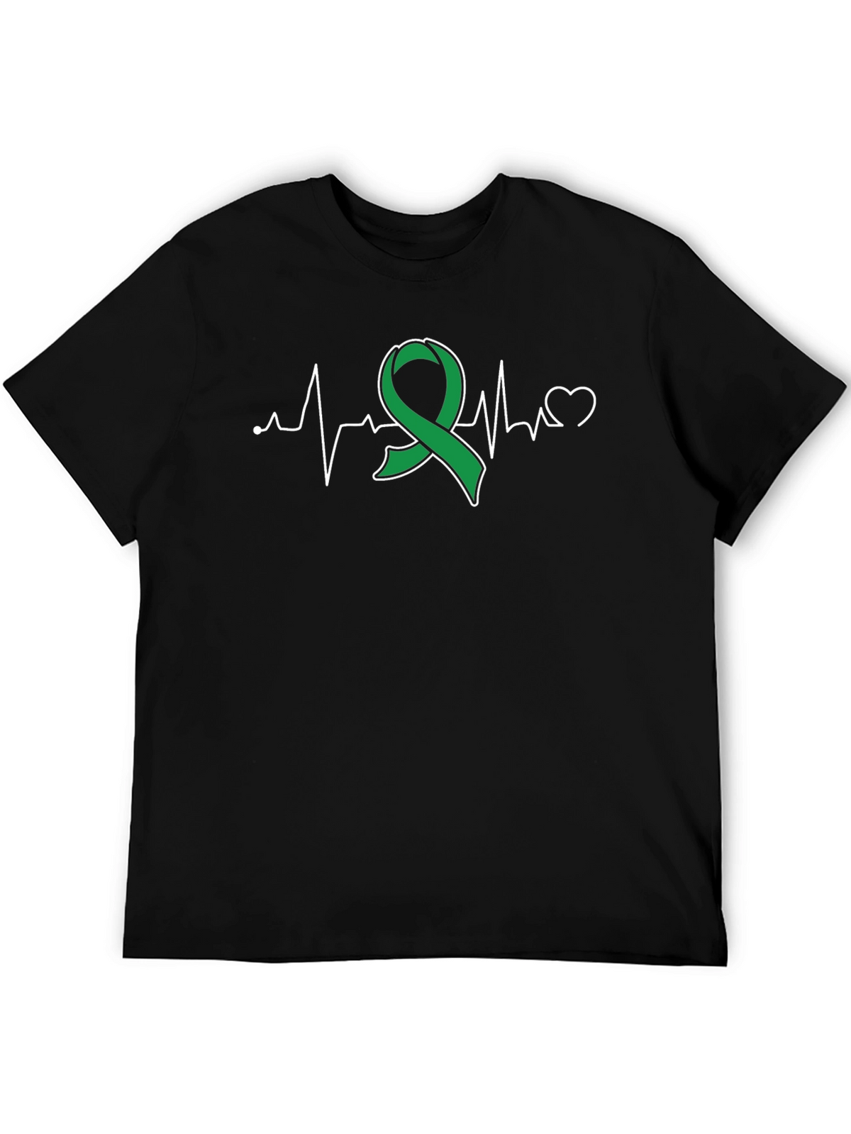 Green Ribbon Heartbeat T-Shirt - Support Mental Health
