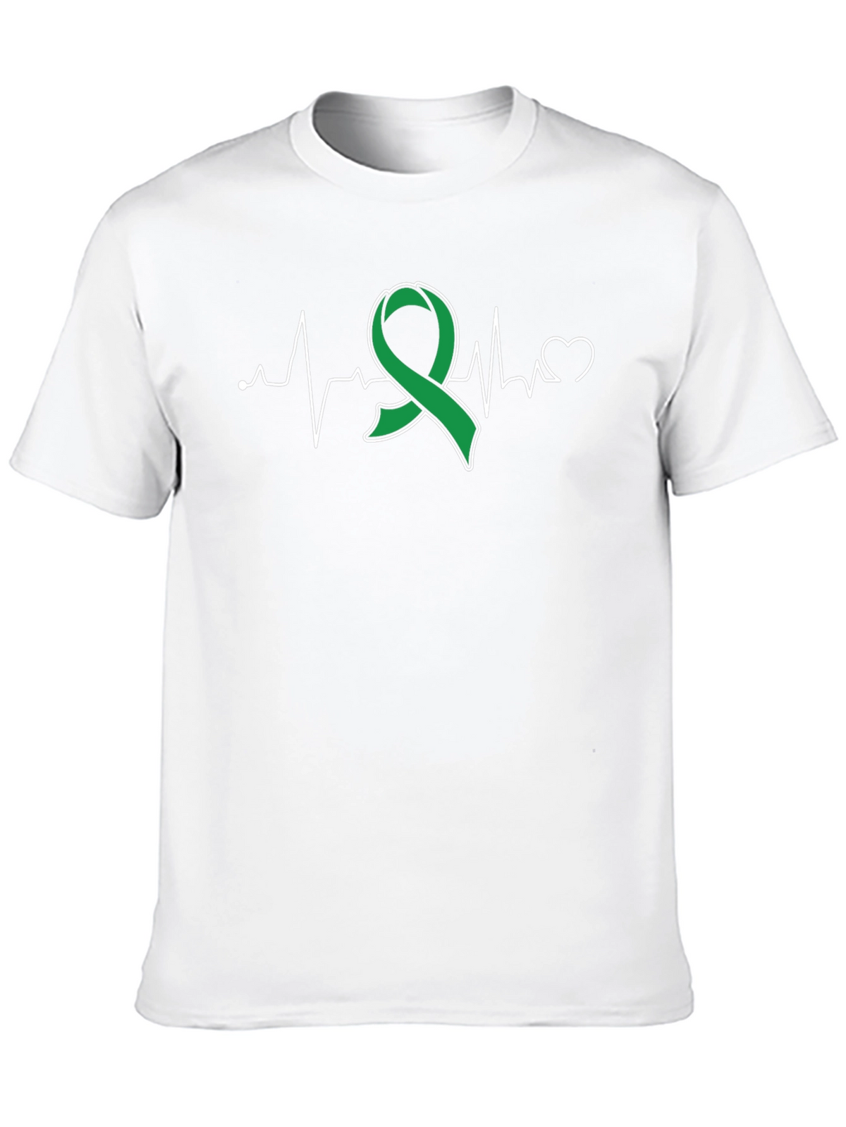Green Ribbon Heartbeat T-Shirt - Support Mental Health