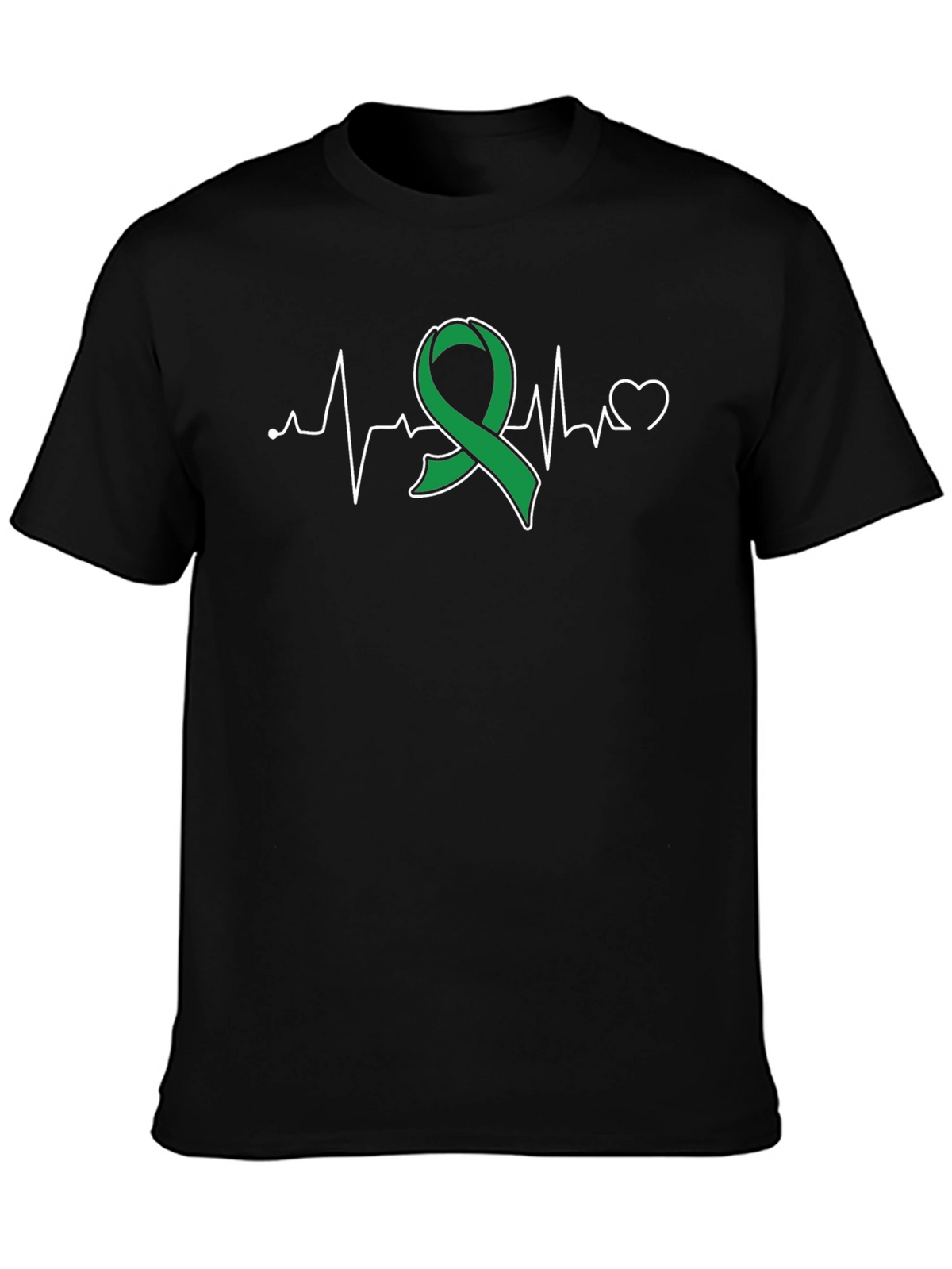 Green Ribbon Heartbeat T-Shirt - Support Mental Health