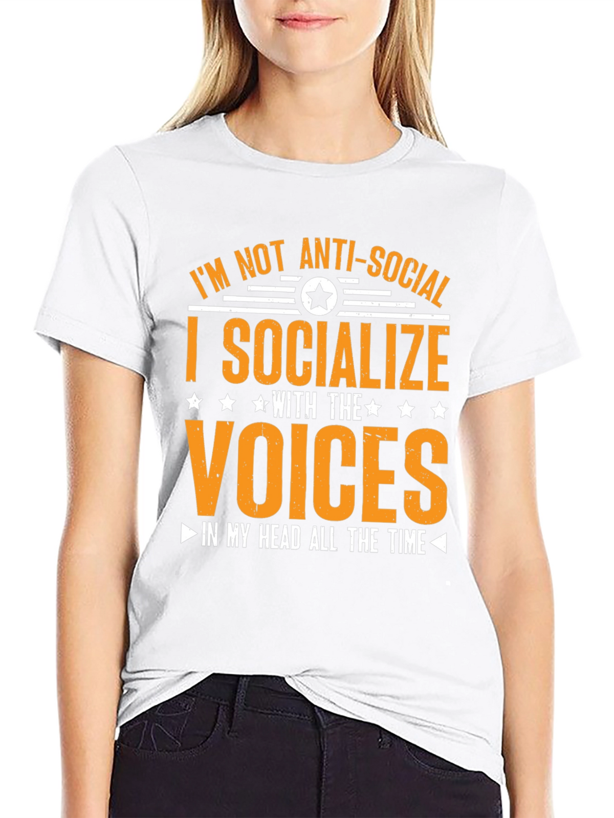 Anti-Social Voices Humor Graphic Tee