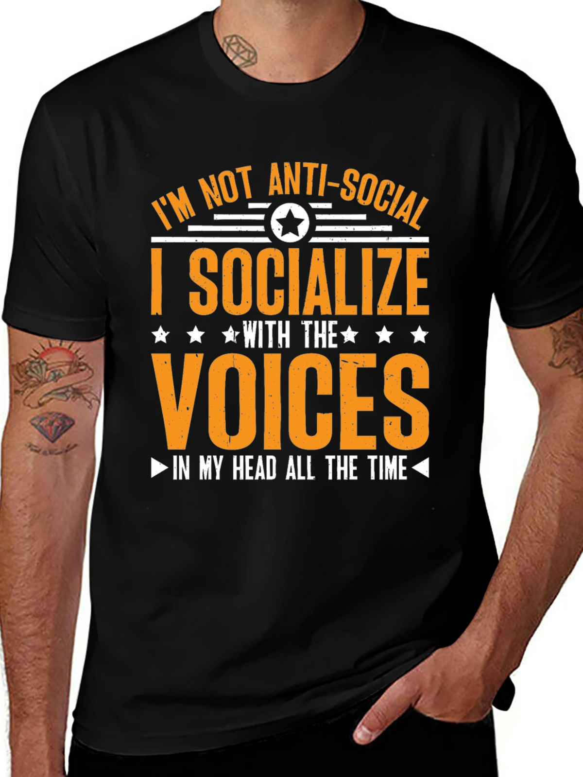 Anti-Social Voices Humor Graphic Tee