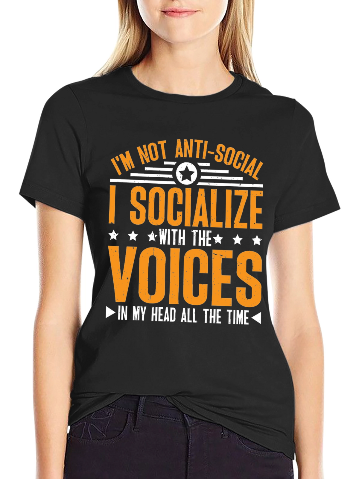 Anti-Social Voices Humor Graphic Tee