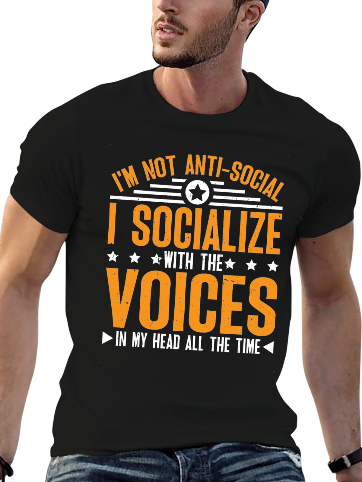 Anti-Social Voices Humor Graphic Tee