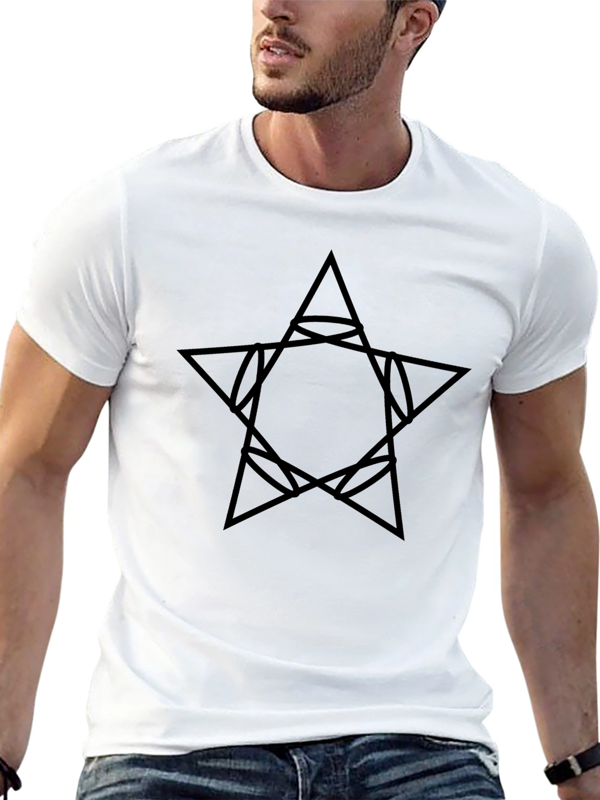 Geometric Star Graphic Black T-Shirt