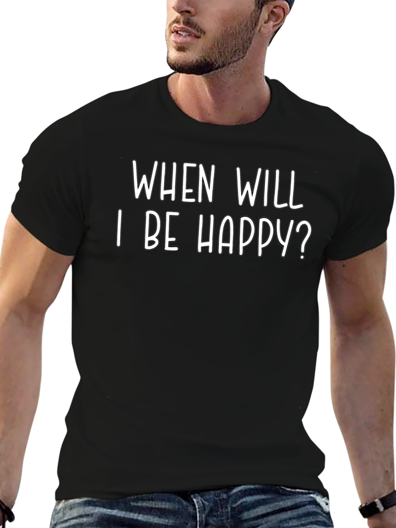 When Will I Be Happy? Graphic Tee - Black