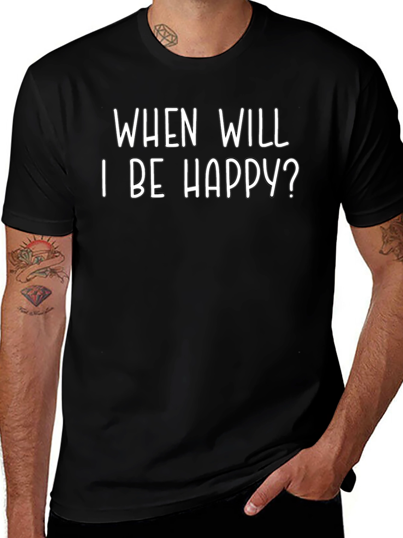 When Will I Be Happy? Graphic Tee - Black