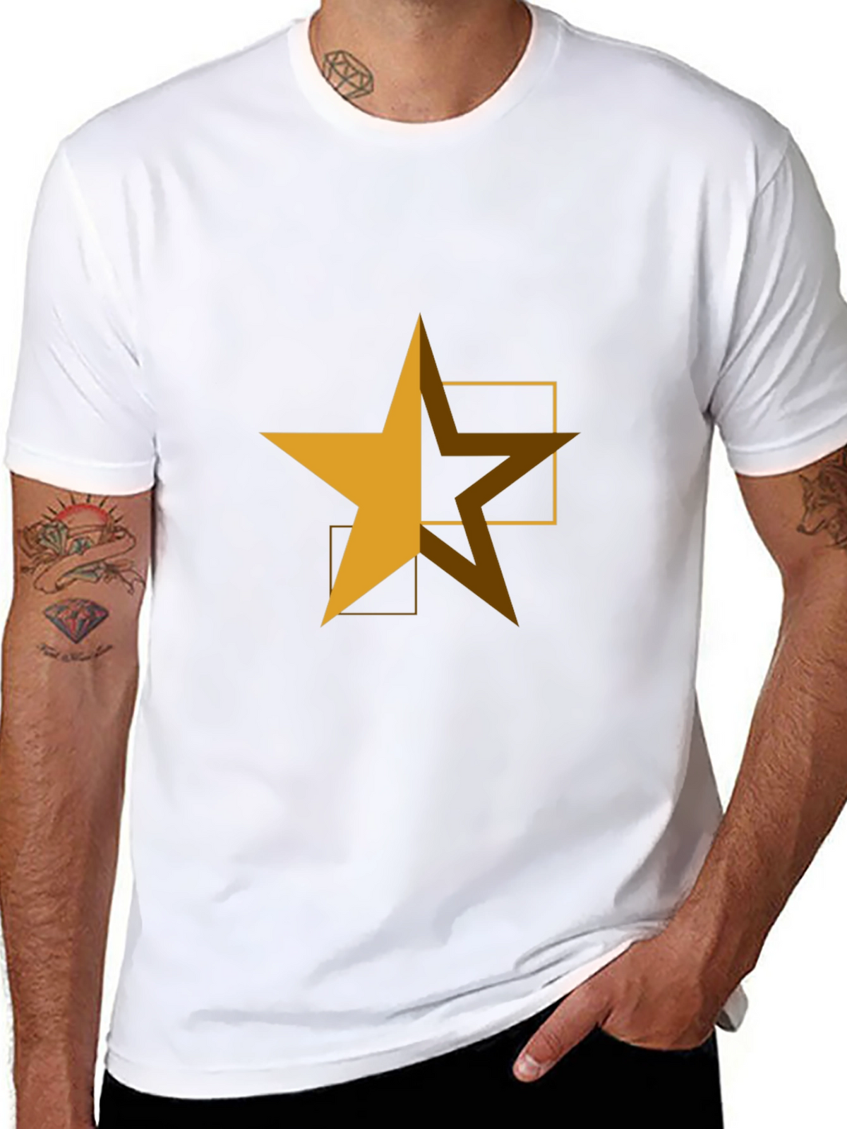 Geometric Star Graphic Tee - Casual Comfort