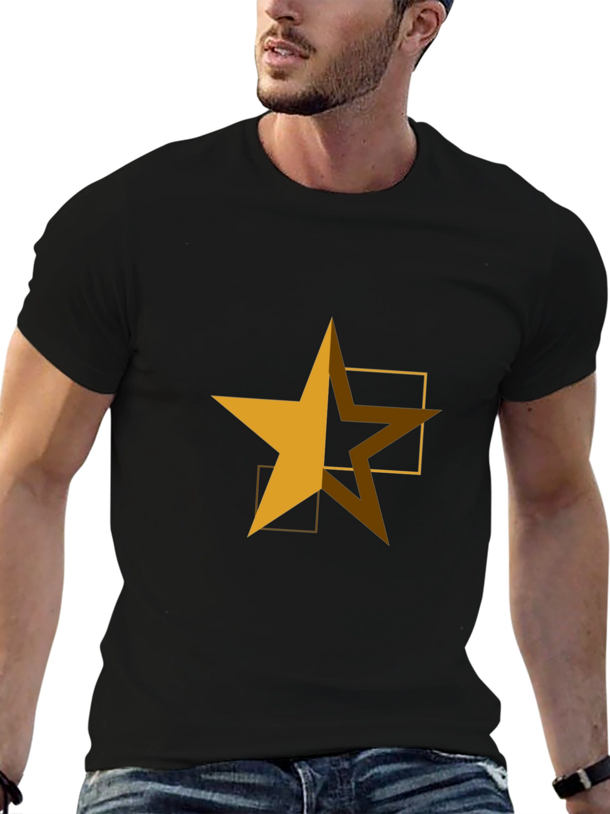Geometric Star Graphic Tee - Casual Comfort
