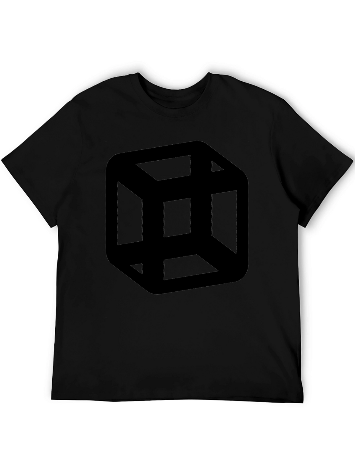 Escher Cube Black T-Shirt - Optical Illusion Tee