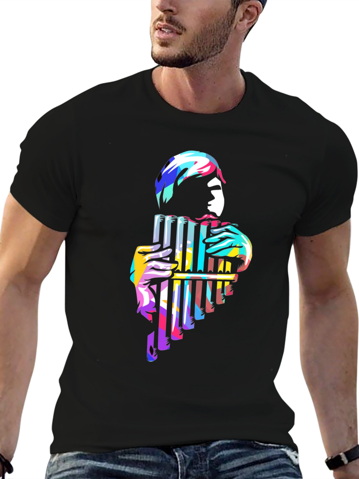 Pan Flute Player Graphic Tee