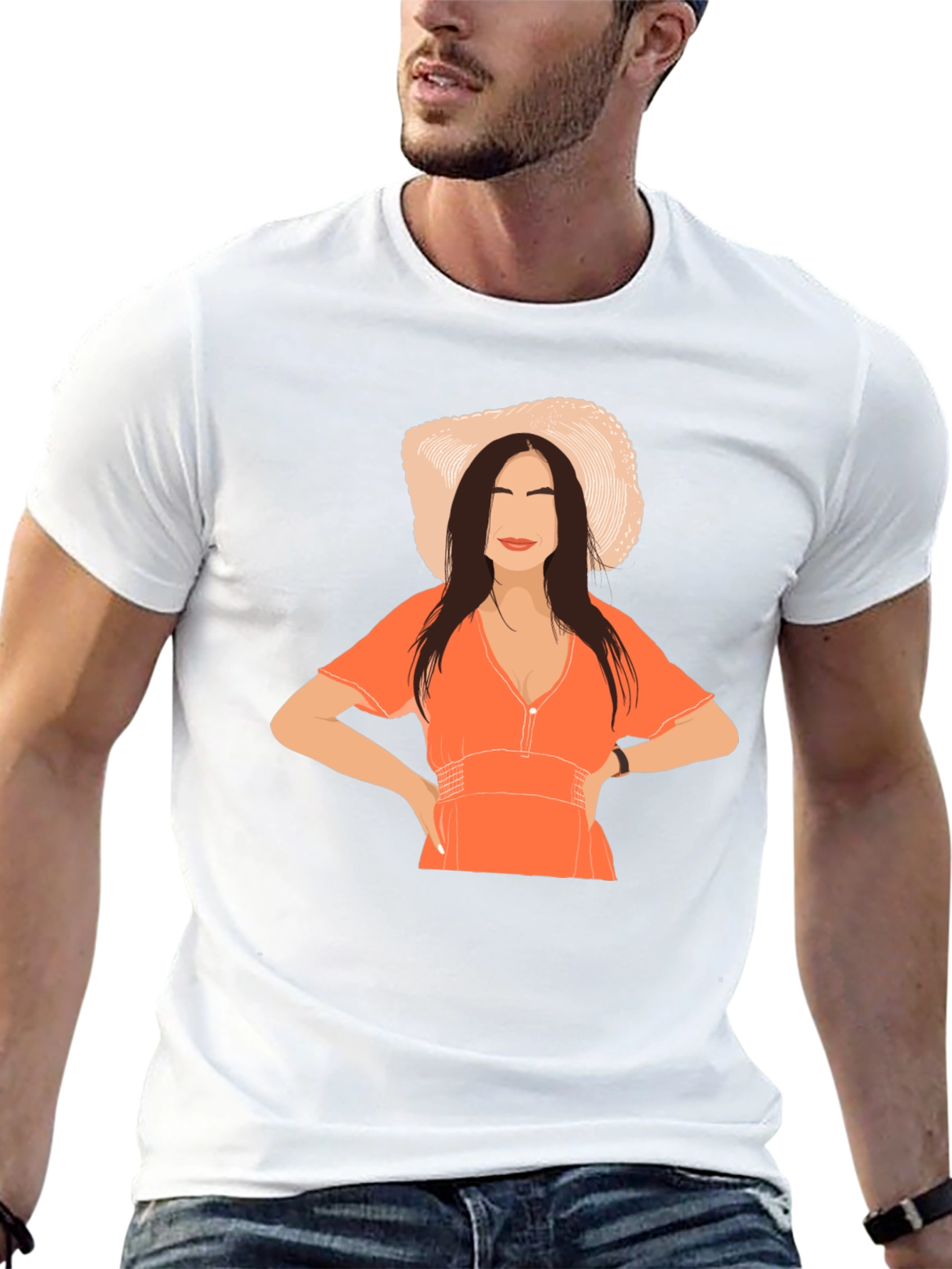 Woman in Hat Graphic T-Shirt