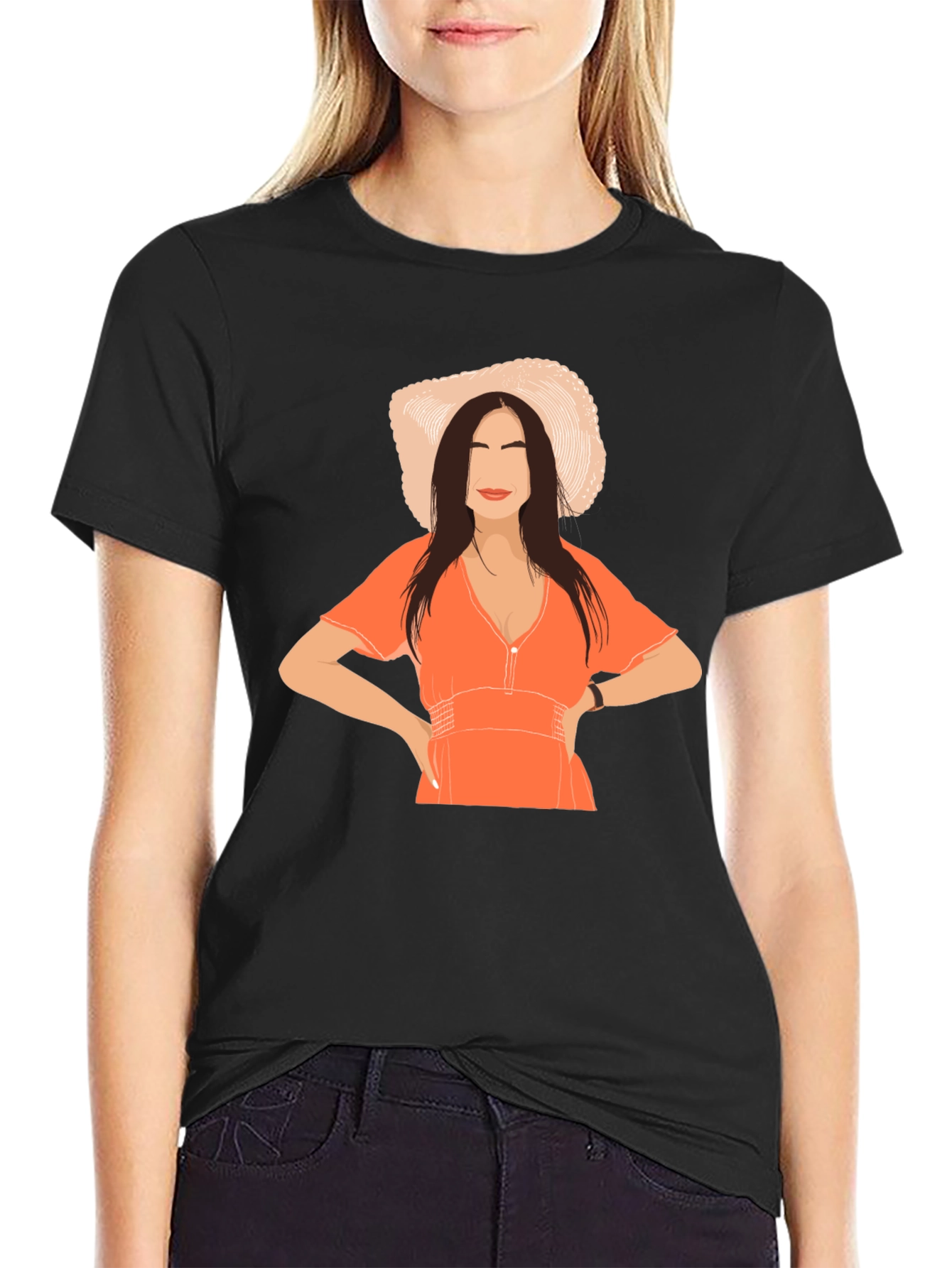 Woman in Hat Graphic T-Shirt