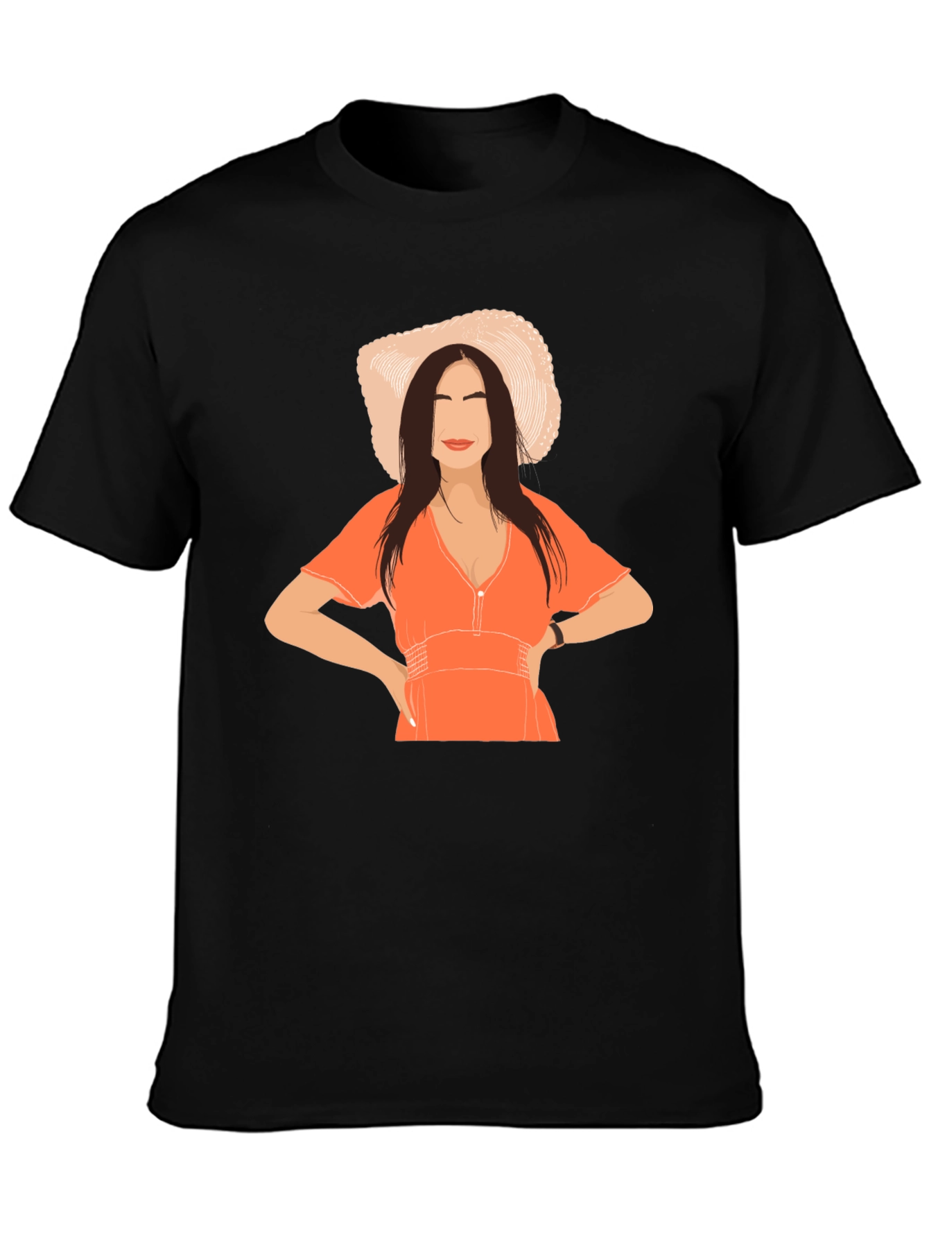 Woman in Hat Graphic T-Shirt