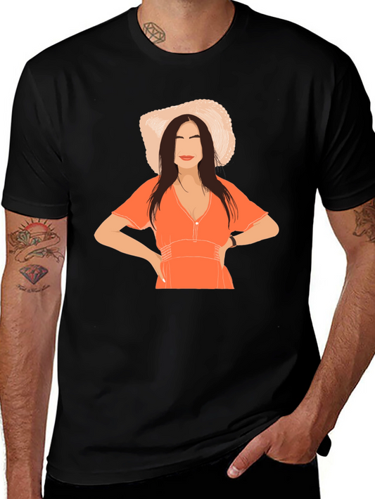 Woman in Hat Graphic T-Shirt