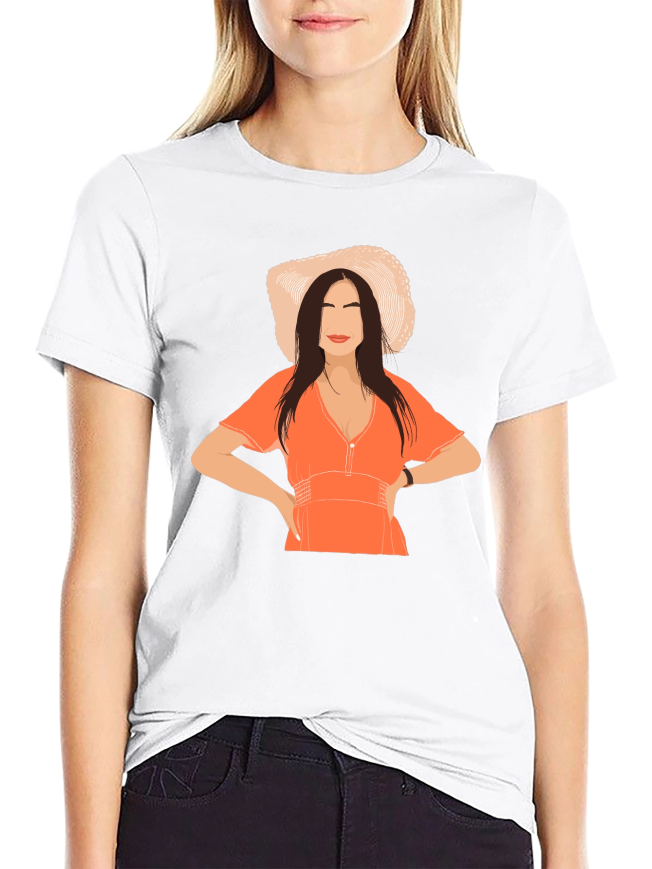 Woman in Hat Graphic T-Shirt