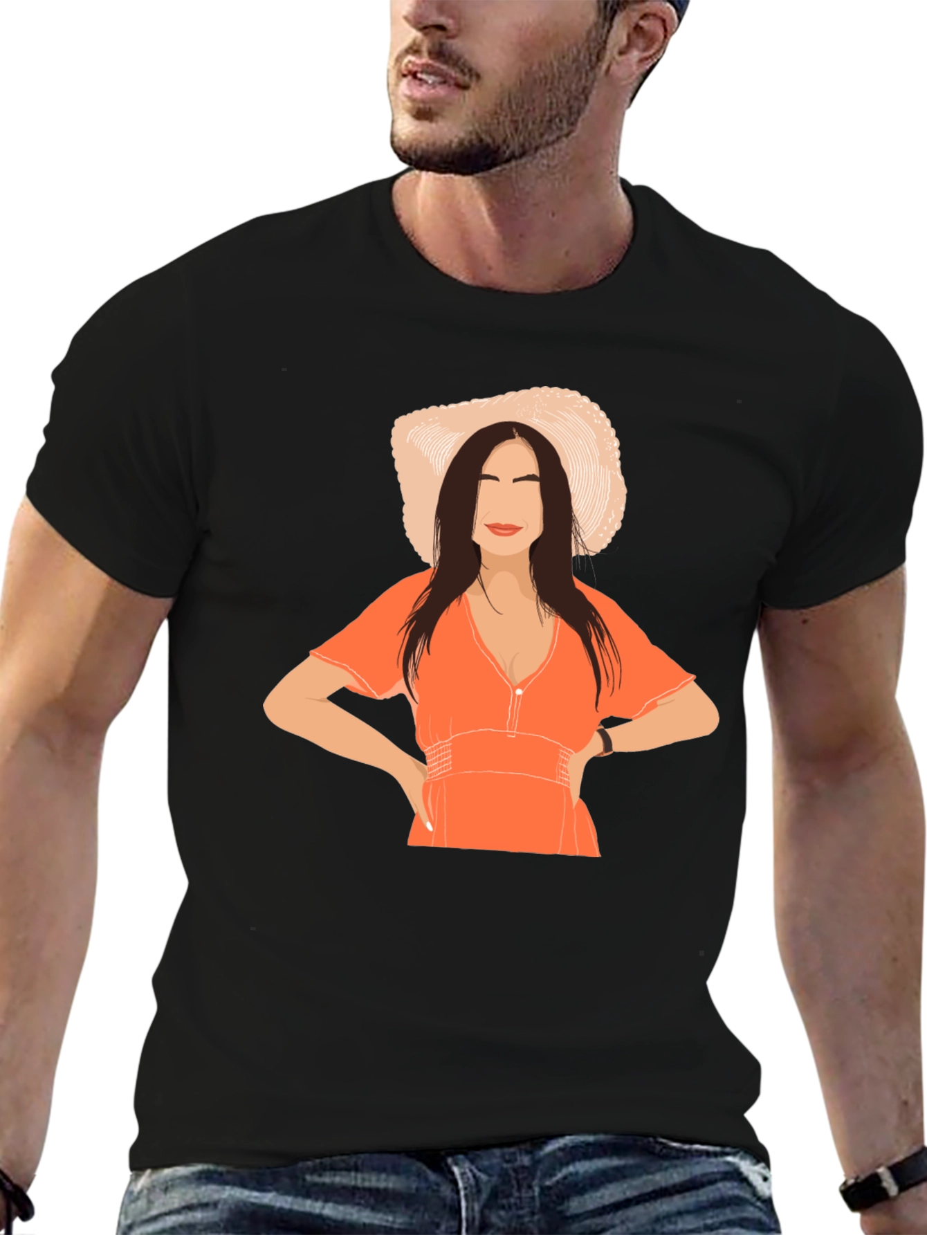 Woman in Hat Graphic T-Shirt