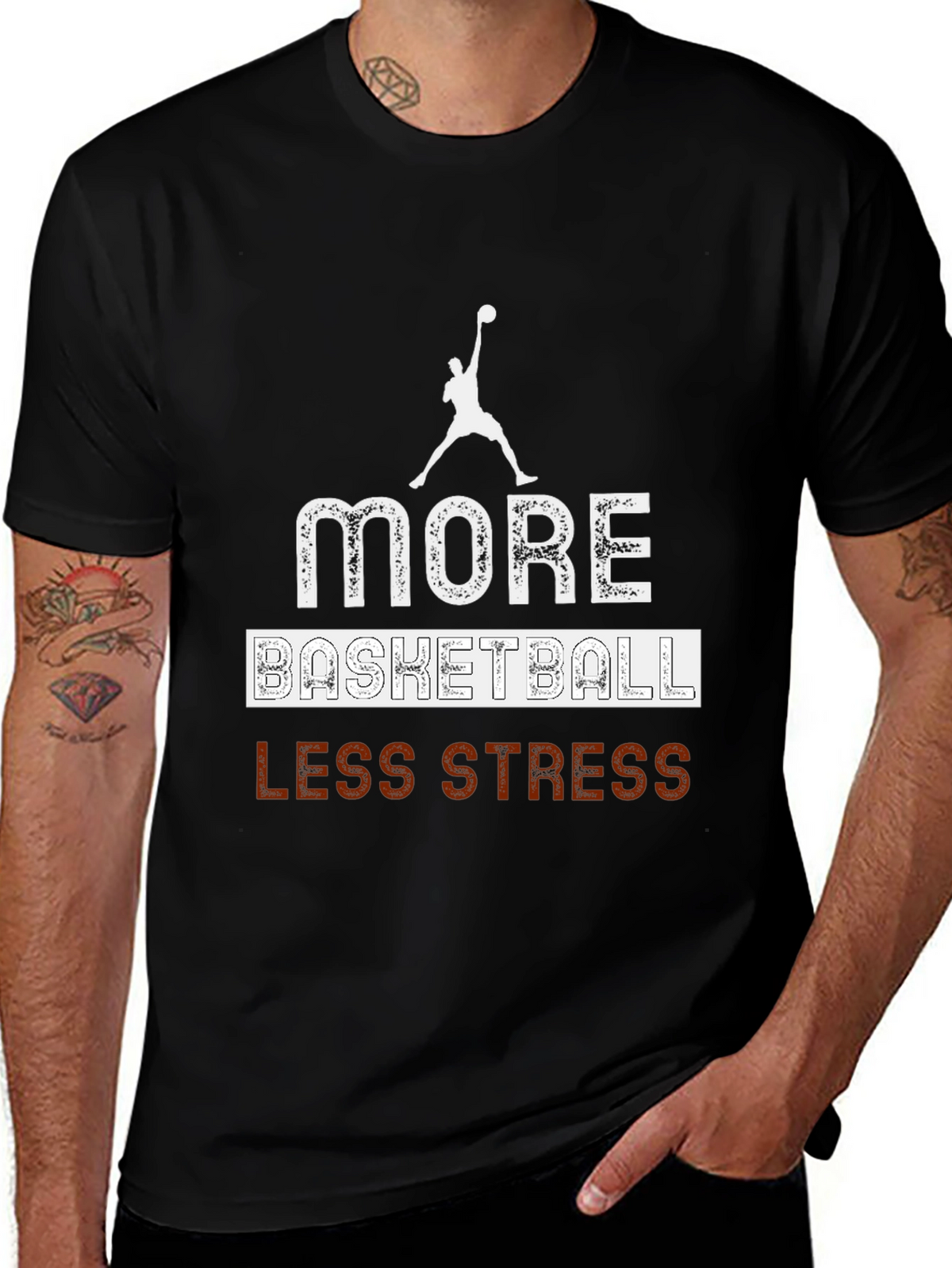 More Basketball Less Stress Graphic T-Shirt