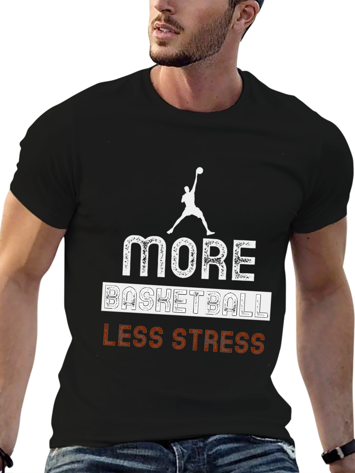 More Basketball Less Stress Graphic T-Shirt