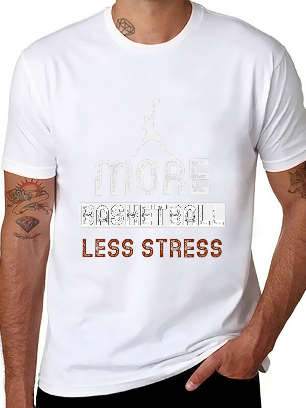 More Basketball Less Stress Graphic T-Shirt