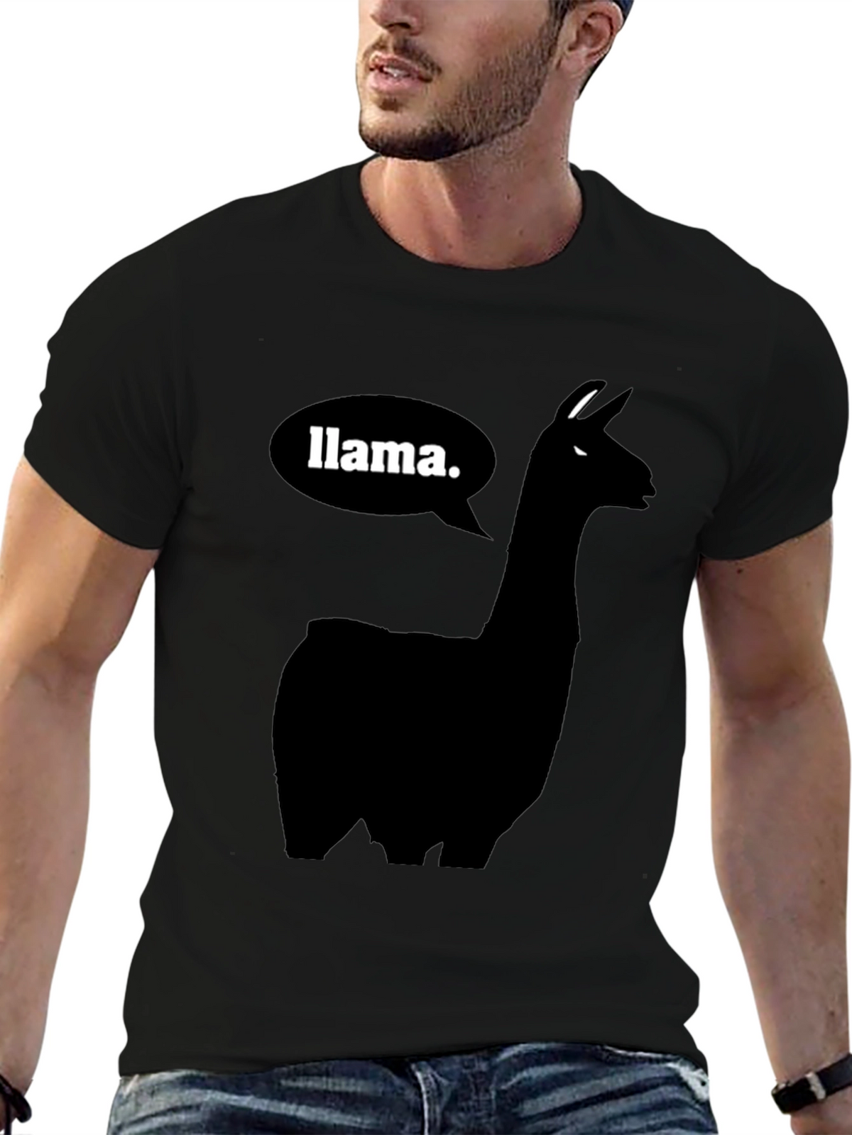 Llama T-Shirt - Black Silhouette Animal Tee